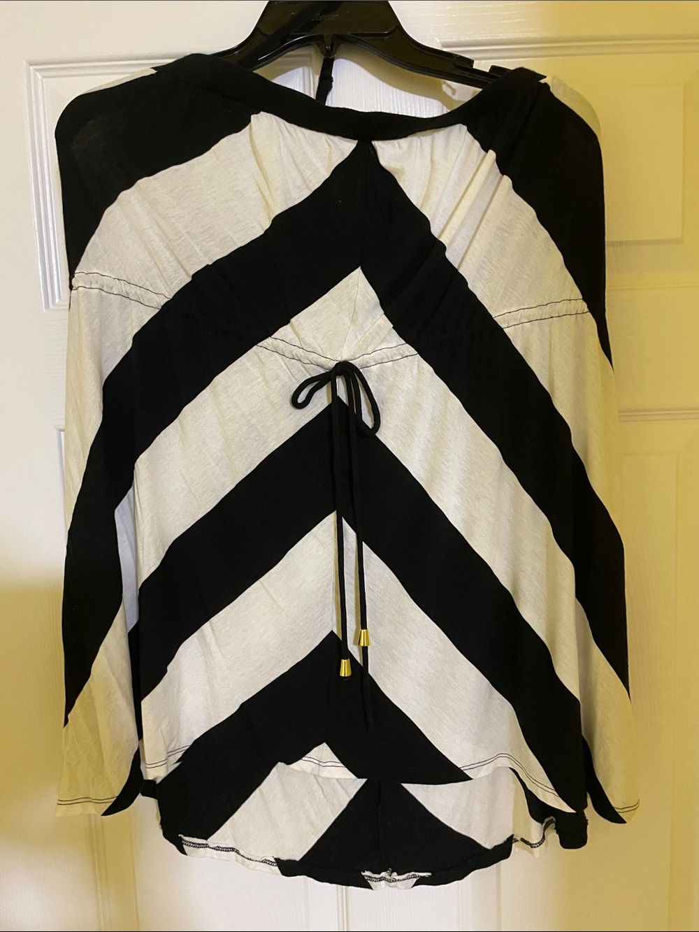 Black and White Chevron Tie-Front Bandeau Blouse